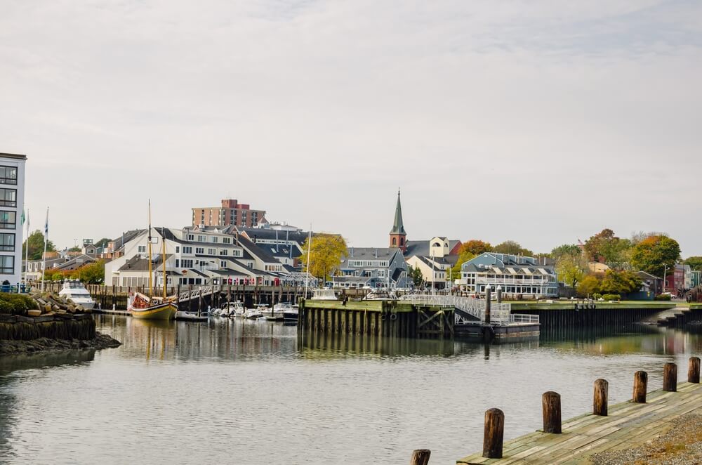 Salem Harbor in Fall on cloudy day